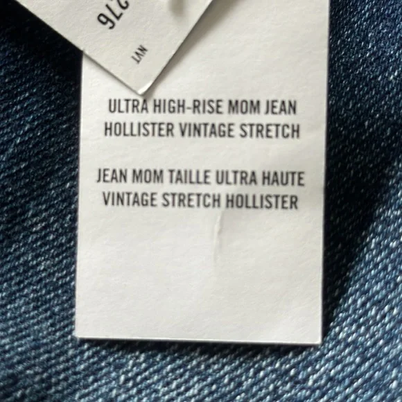 Hollister Ultra high rise Mom Jean vintage stretch 19R W34, L27 dark wash NWT - Picture 12 of 12